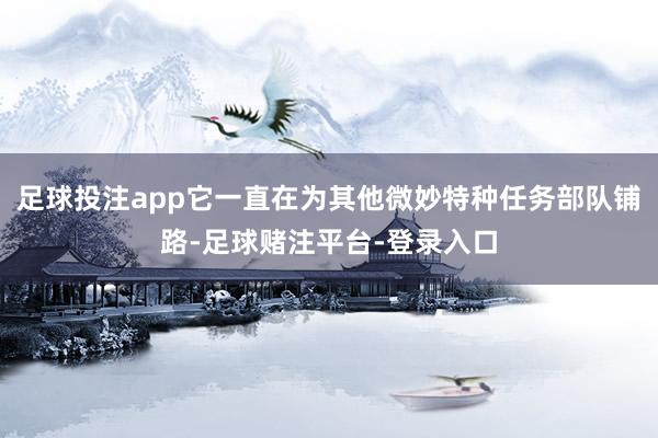 足球投注app它一直在为其他微妙特种任务部队铺路-足球赌注平台-登录入口