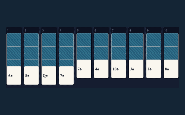 Spider Solitaire game board