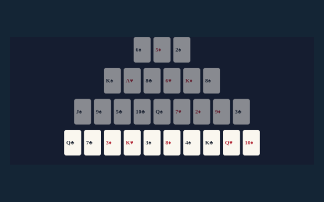 TriPeaks Solitaire game board